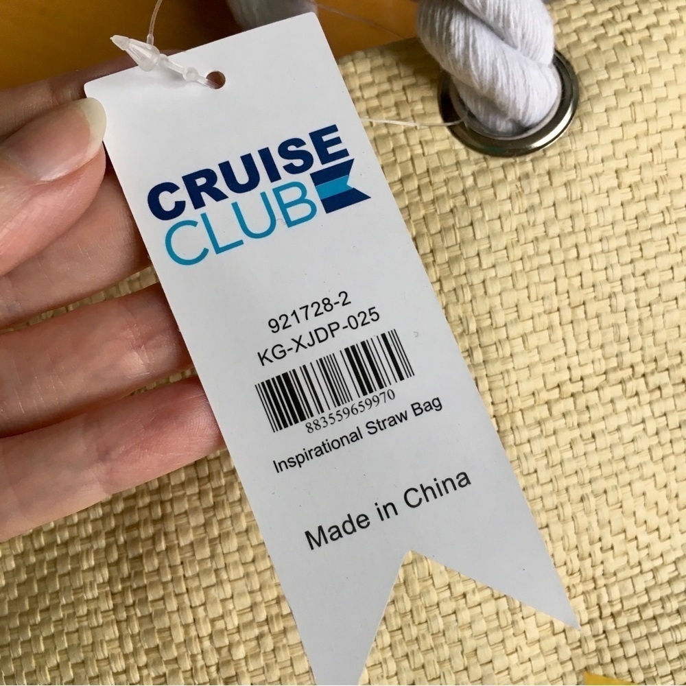 Cruise Club “Hello Sunshine” Straw Tote Bag, Rope Handles, Tan, Black, Yellow - Picture 10 of 16